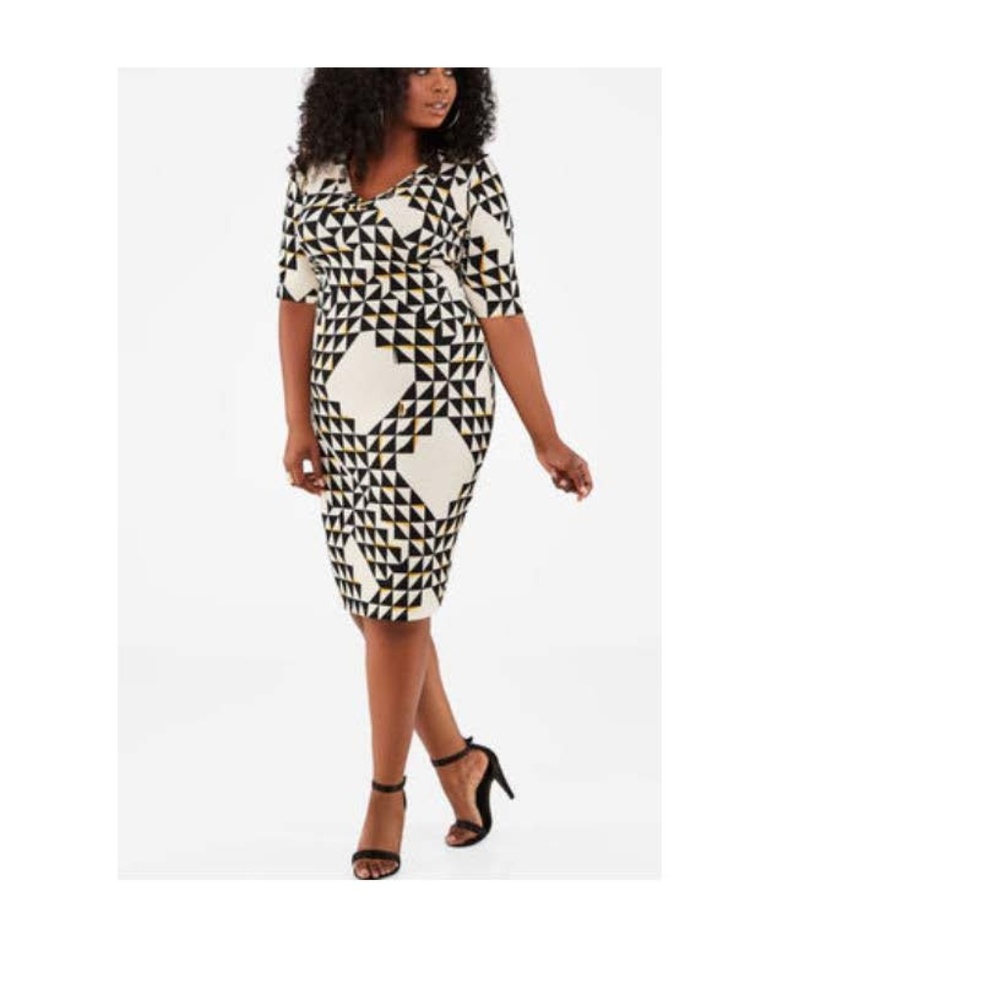 Ashley Stewart Diamond Print Sheath Dress